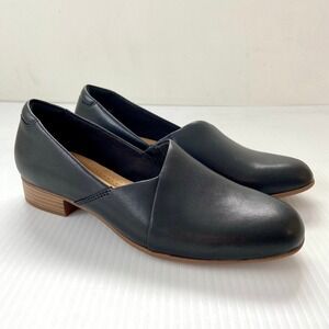 Clarks Juliet Palm Slip On Shoes Flats Loafers Black Leather Womens 7M NEW